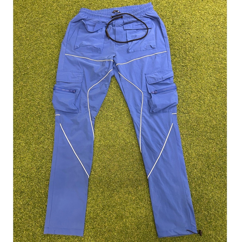 American Stitch Blue Tech Cargo Pants Mens XL Utility Piping Streetwear Gorpcore